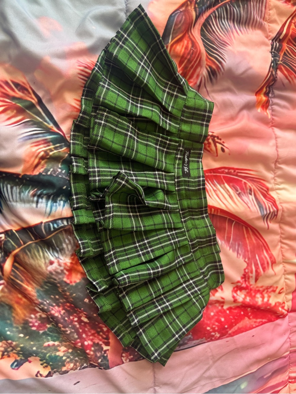 Green Plaid Pleated Mini Skirt - EXOTIC DANCER SKIRT